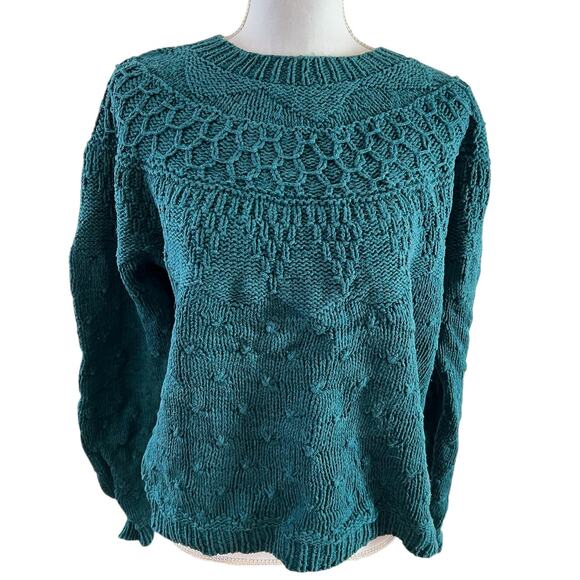 Vintage Woolrich Fair Isle Chunky Knit Crewneck Sweater Green L - Picture 1 of 5